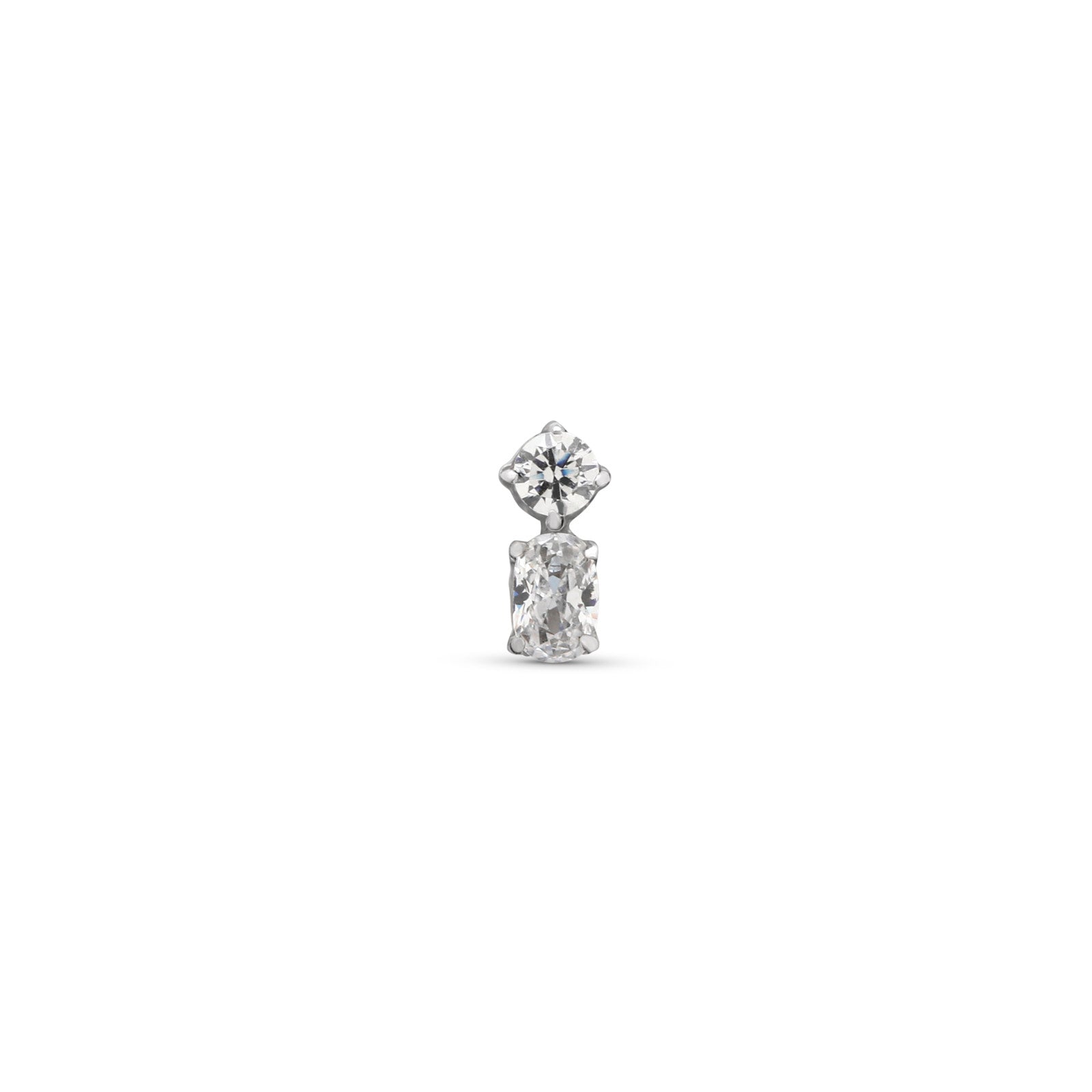 Trident Threadless Jewel Oval Stone with Round Stone Attachment
