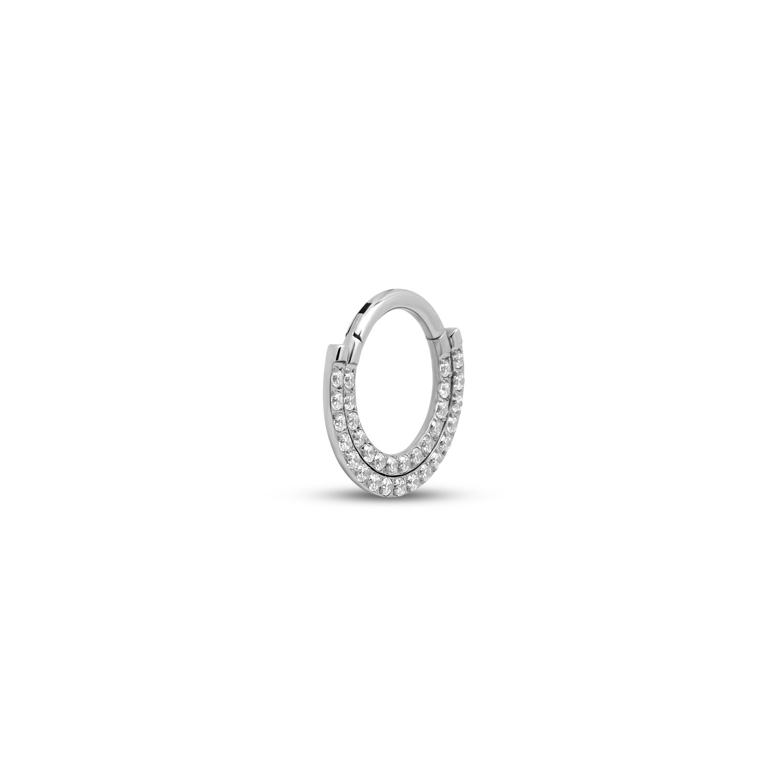 Trident Double Jewelled Paved Stack Hinged Ring