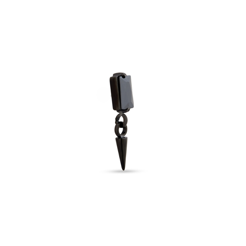 Trident Black PVD Titanium Internally Threaded Black Baguette w Dangle Spike Attachment
