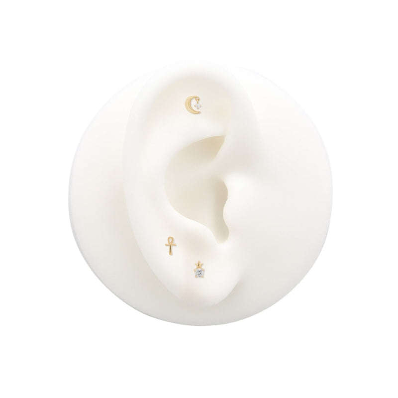 14kt Gold Threadless - Dangle Moon