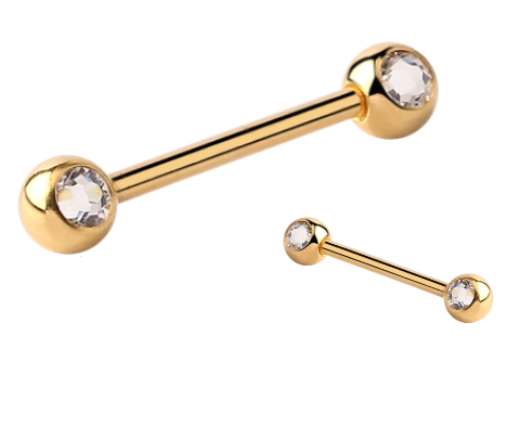 Gold PVD Jewelled Barbell