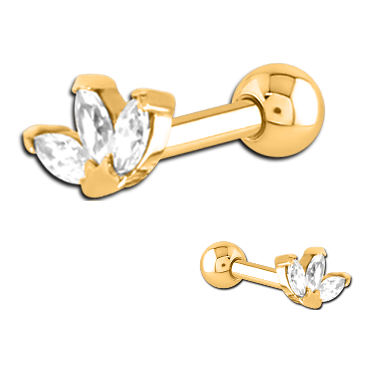 Gold PVD Helix Marquise Barbell