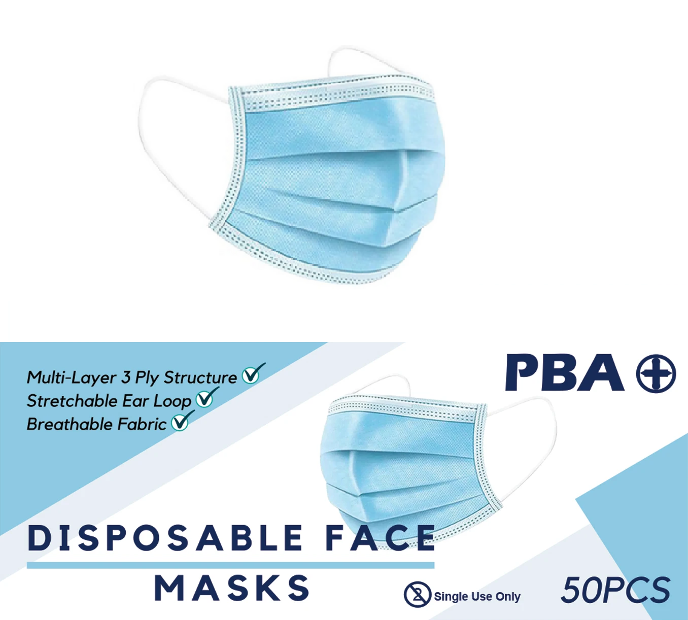 Blue Mask w Ear Loop 50bx