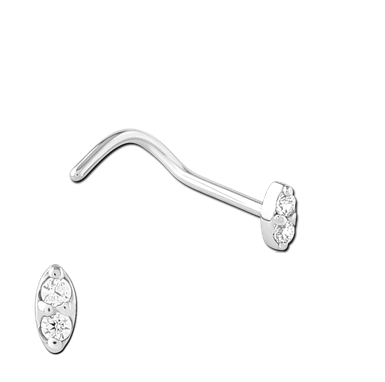 Surgical Steel Oval Jewelled Nose Stud 0.8mm