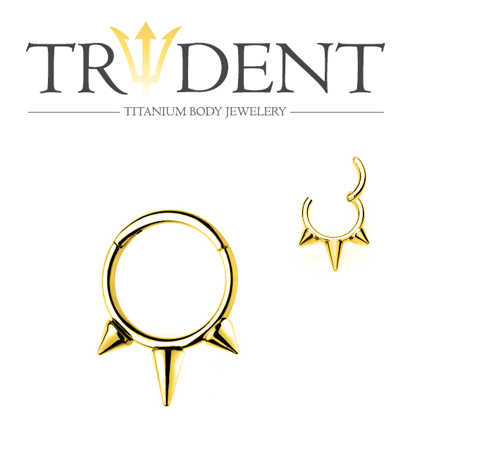 Trident 3 Cone Hinged Ring - Anodised Gold