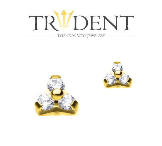 Trident Internally Threaded Trio Stone Attachment Anodised Gold
