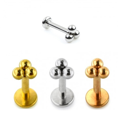 Tragus Trinity Balls 1.2mm x 6mm Labret