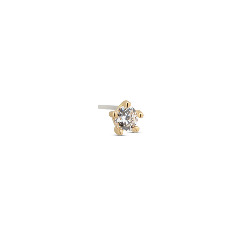 14kt Gold Threadless - Round with 5 bead Attachment - Lab Grown Diamond