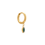 24kt Gold PVD Titanium Ear Clicker w Emerald Marquise Dangle