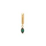 24kt Gold PVD Titanium Ear Clicker w Emerald Marquise Dangle