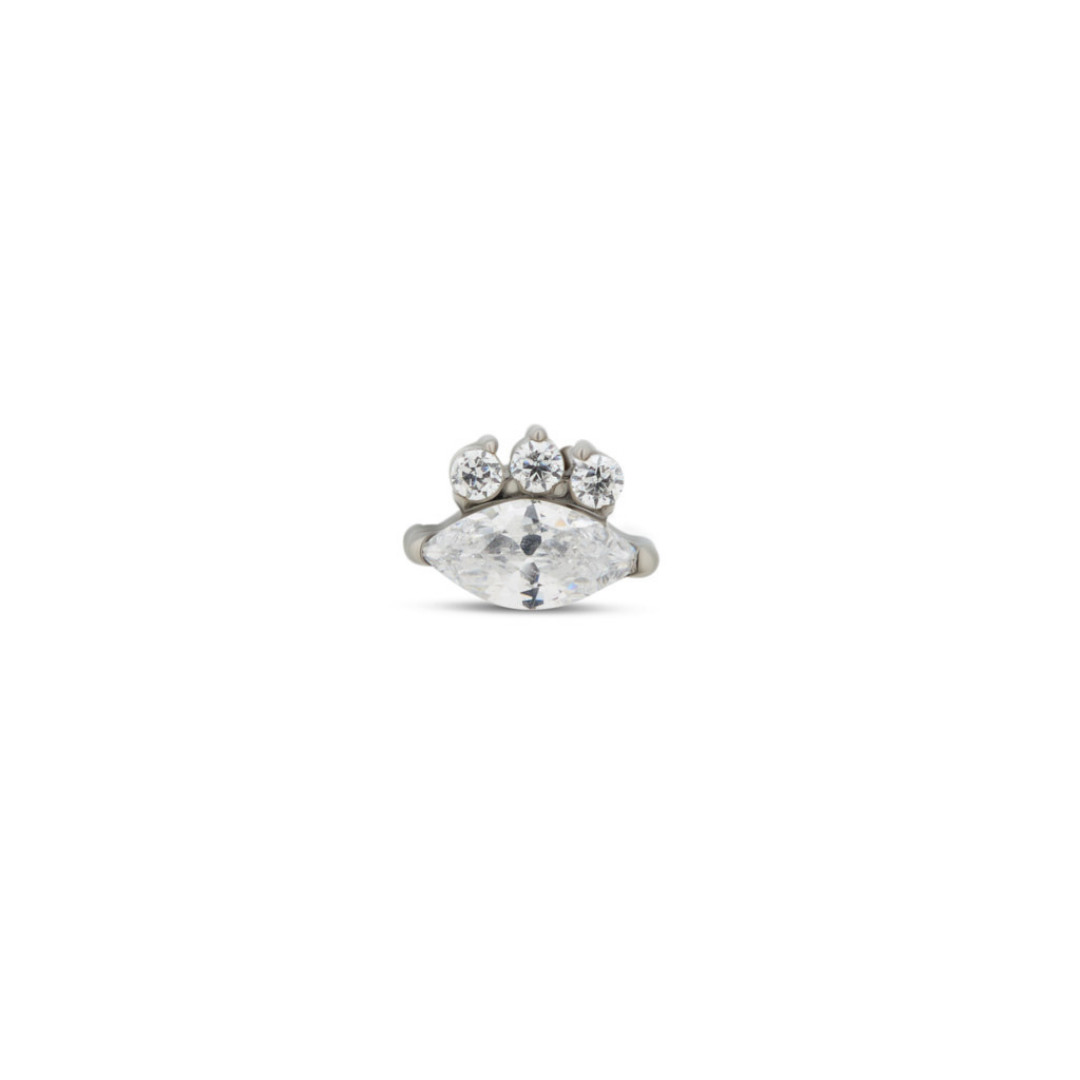 Trident Threadless Marquise w Trio Stone Attachment