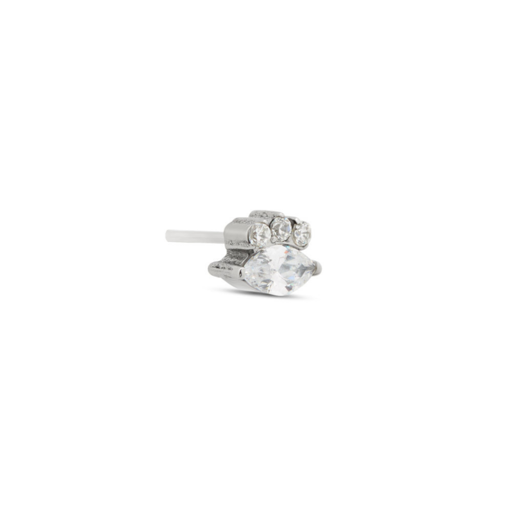 Trident Threadless Marquise w Trio Stone Attachment