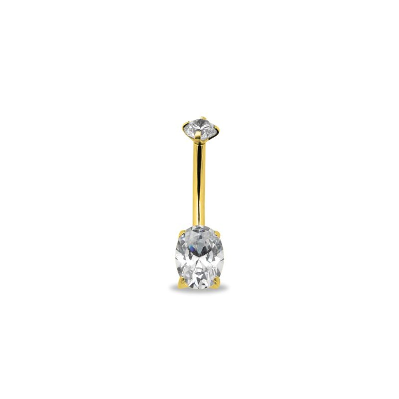 Trident 24kt Gold PVD Titanium Internally Threaded Oval Navel