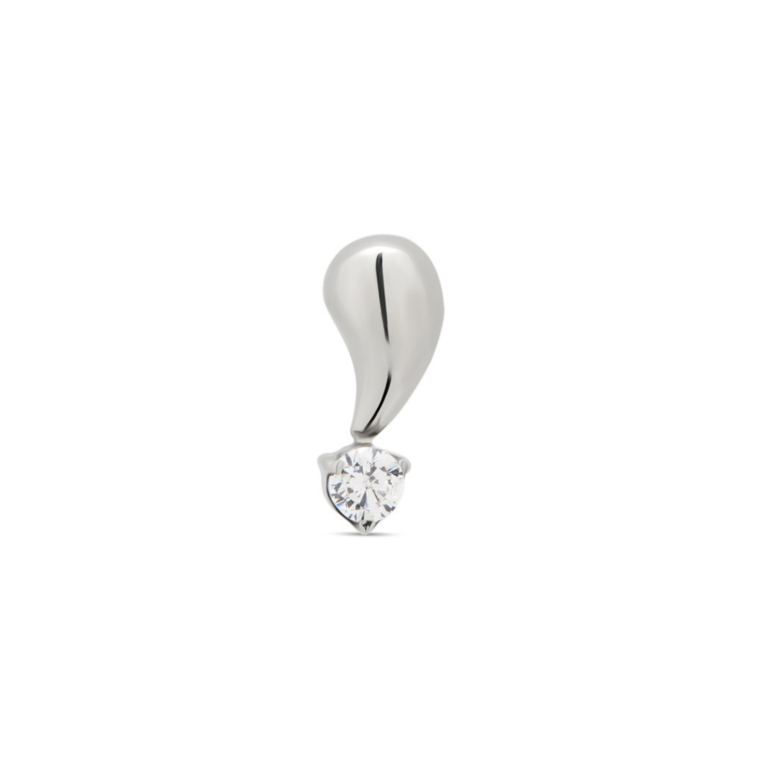 Trident Threadless Drop w CZ Round Stone Attachment