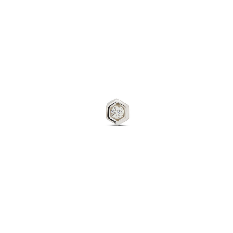 14kt White Gold Threadless - Bezel Hexagon Attachment