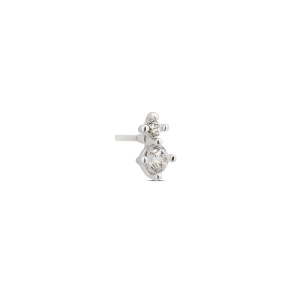 14kt White Gold Threadless - 2 Stone Prong Set Round 1mm - 2mm Attachment