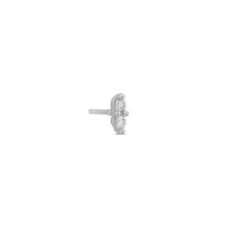 14kt White Gold Threadless - 2 Stone Prong Set 1.2mm Attachment