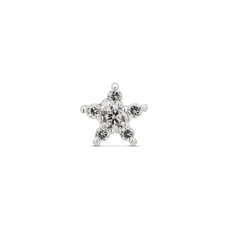 14kt White Gold Threadless - Jeweled Star Attachment