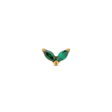 24kt Gold PVD Titanium Threadless 2 Marquise Emerald Attachment