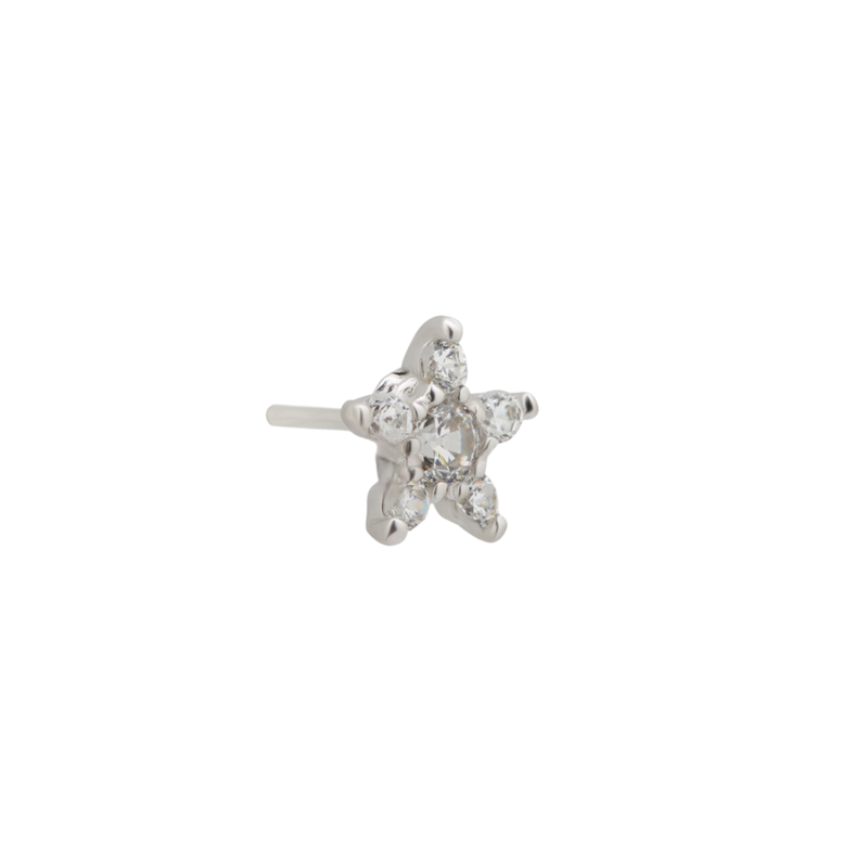 14kt White Gold Threadless - Jeweled Star Attachment