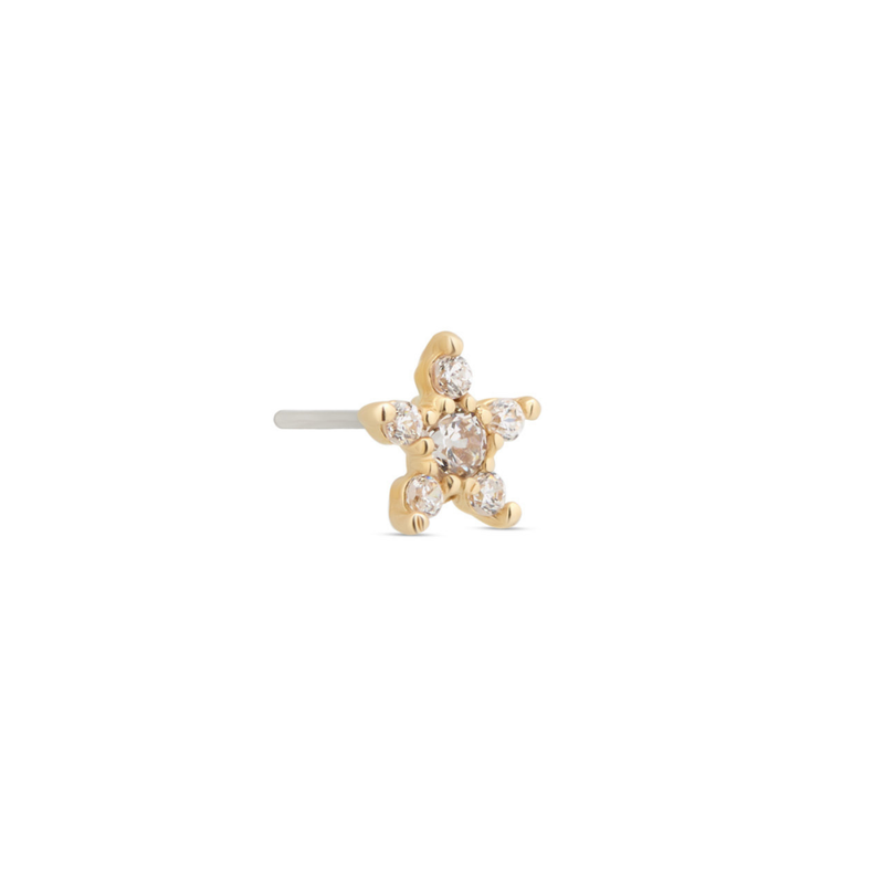 14kt Gold Threadless - Jeweled Star Attachment