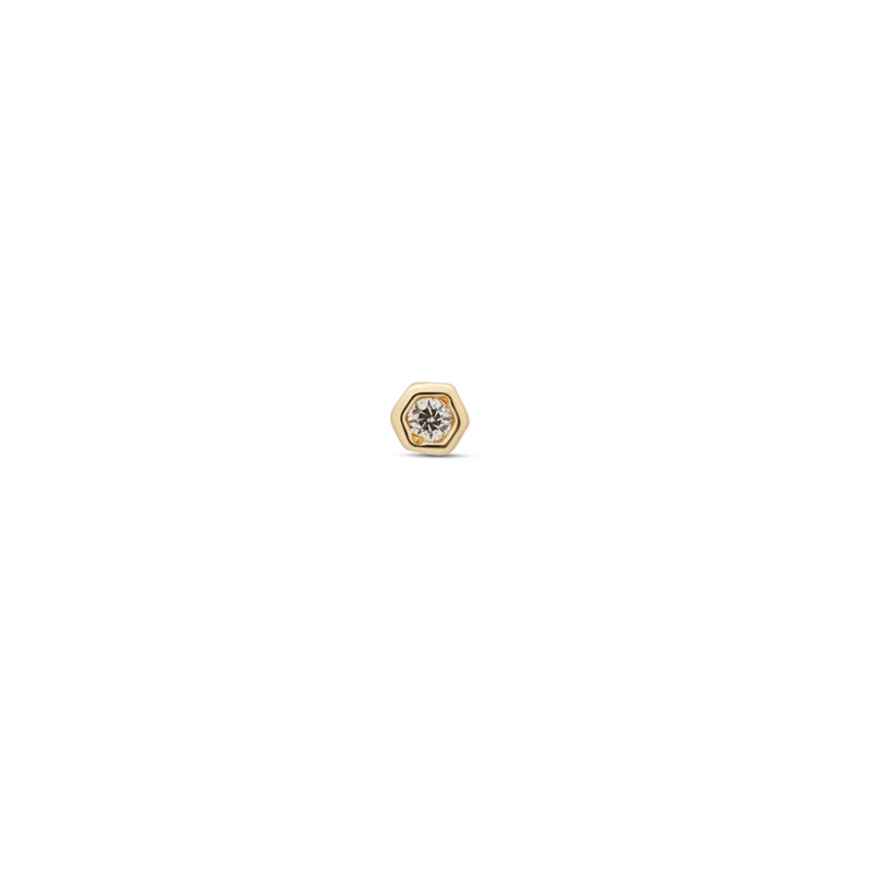 14kt Gold Threadless - Bezel Hexagon Attachment