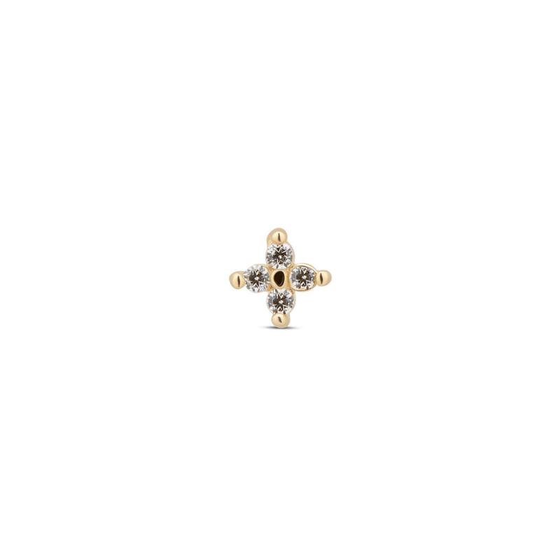 14kt Gold Threadless - 4 Jewel Attachment - Lab Grown Diamond