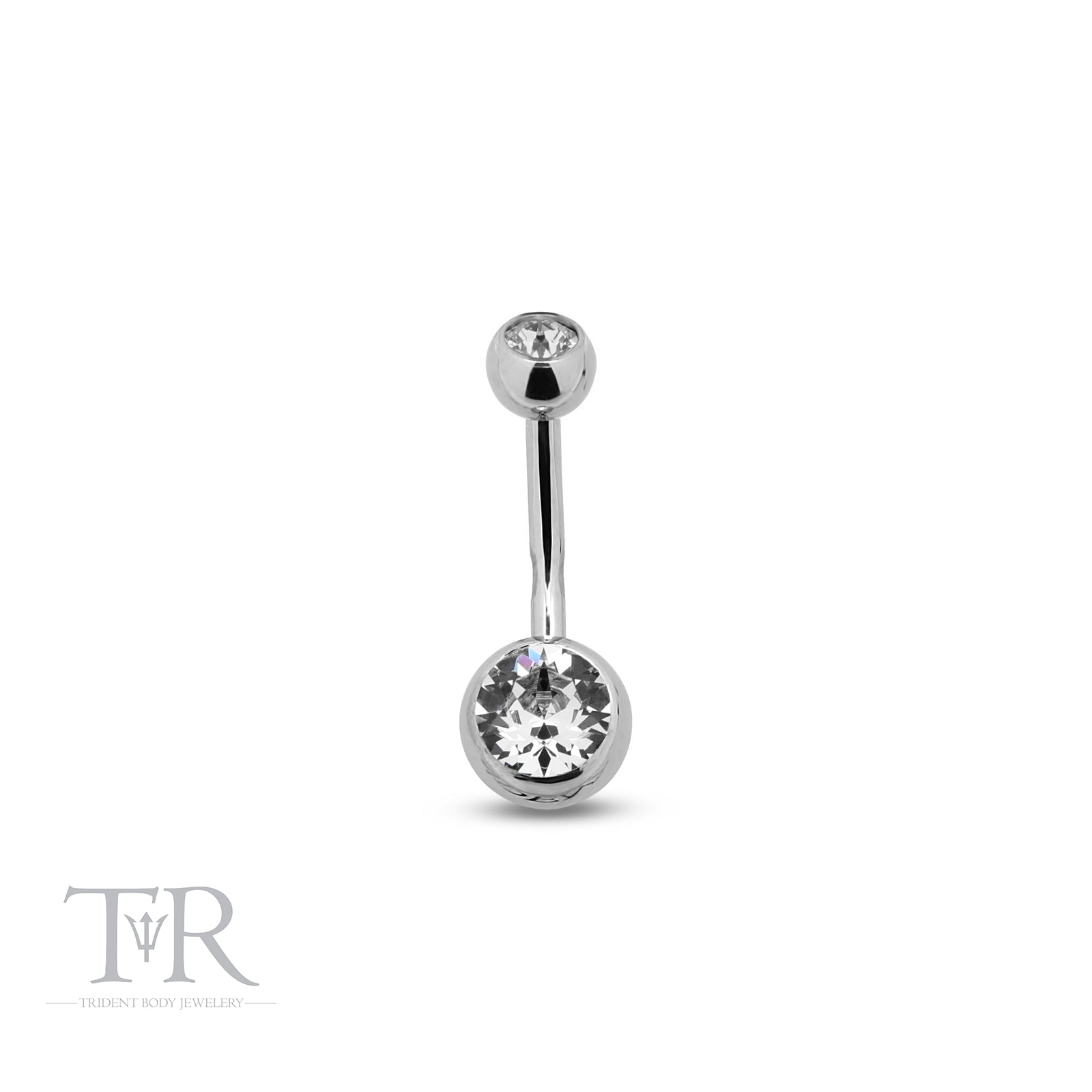 Trident Internally Threaded Double Jewelled Swarovski Crystal Navel