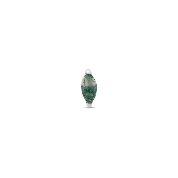 Trident Internally Threaded 1 Marquise Natural Gemstone - Moss Agate Attachment