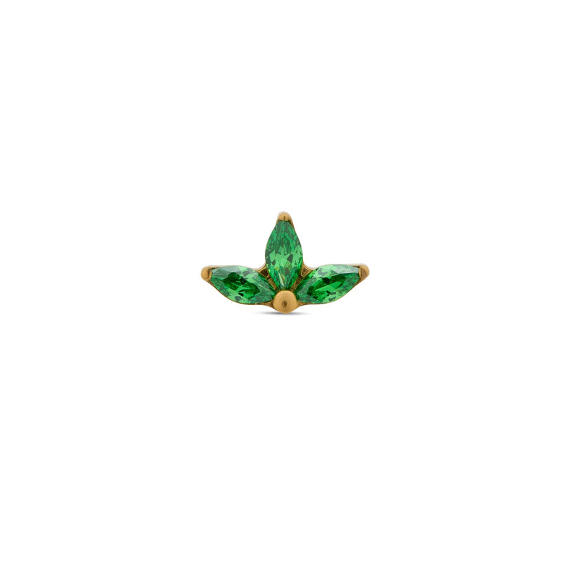 24kt Gold PVD Titanium Threadless Fan Marquise Emerald Attachment