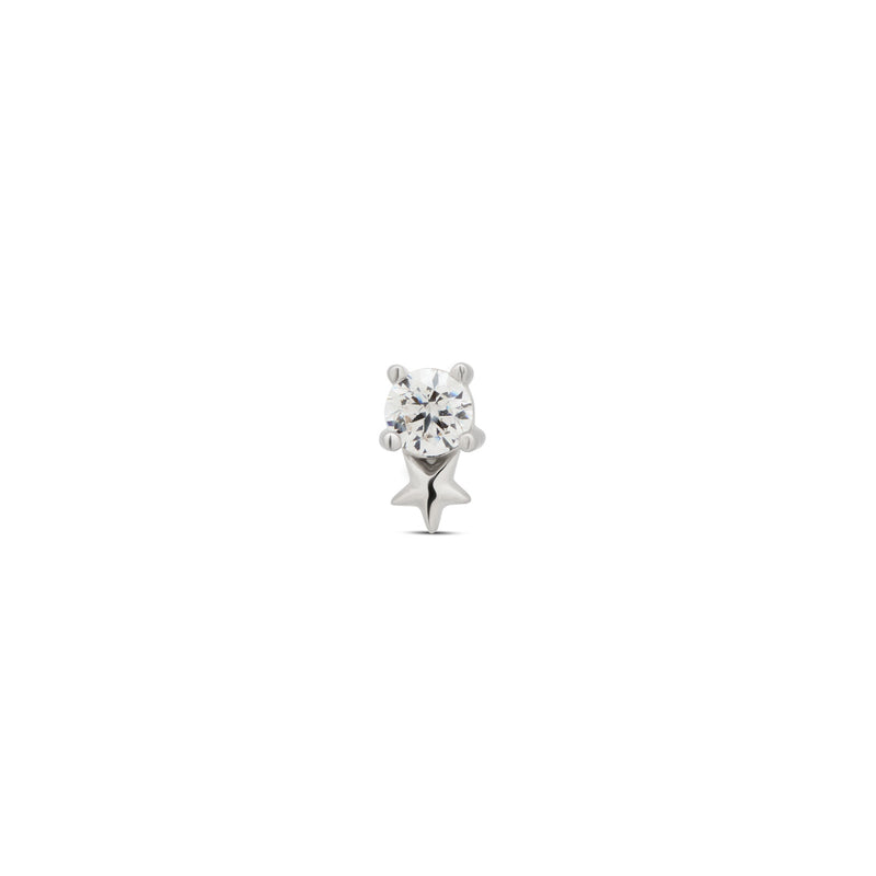 14kt White Gold Threadless - Star with Jewel Attachment