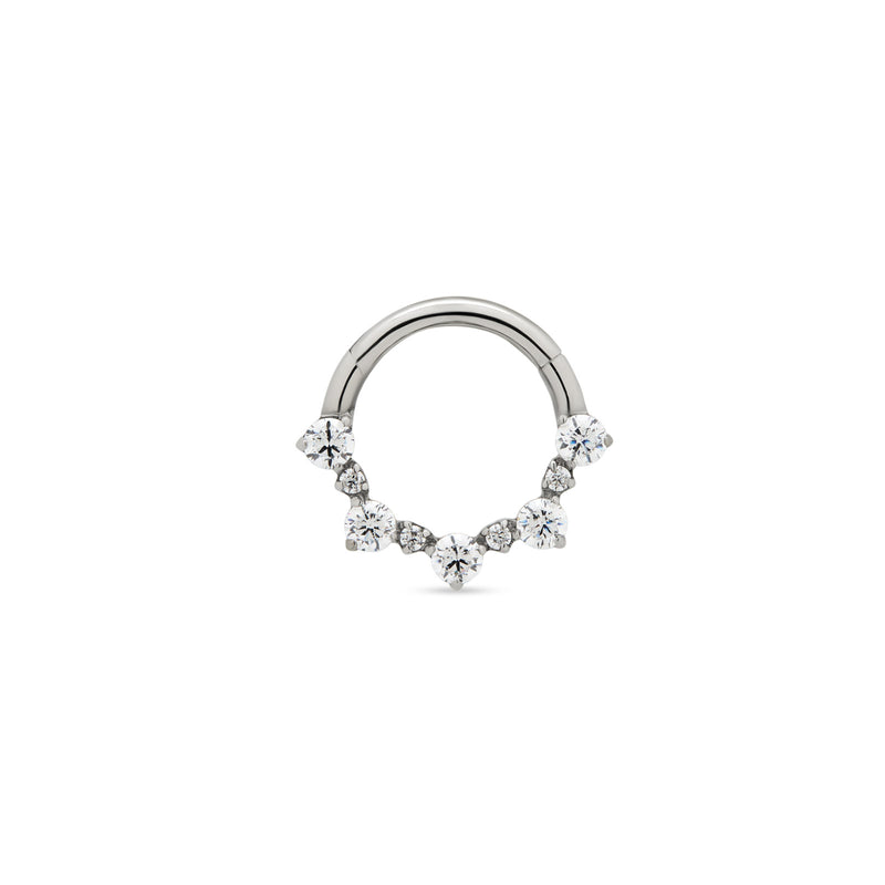 Trident Round Cluster Jeweled Hinged Ring