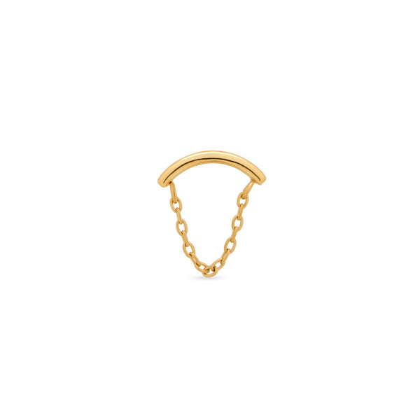 Trident 24kt Gold PVD Titanium Threadless Curved with Chain Attachment