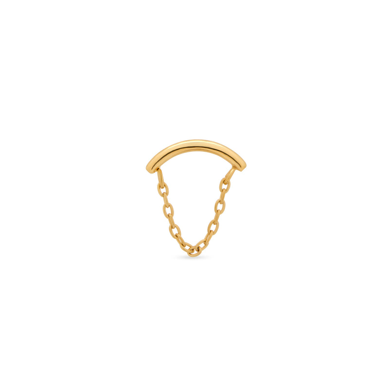 Trident 24kt Gold PVD Titanium Threadless Curved with Chain Attachment