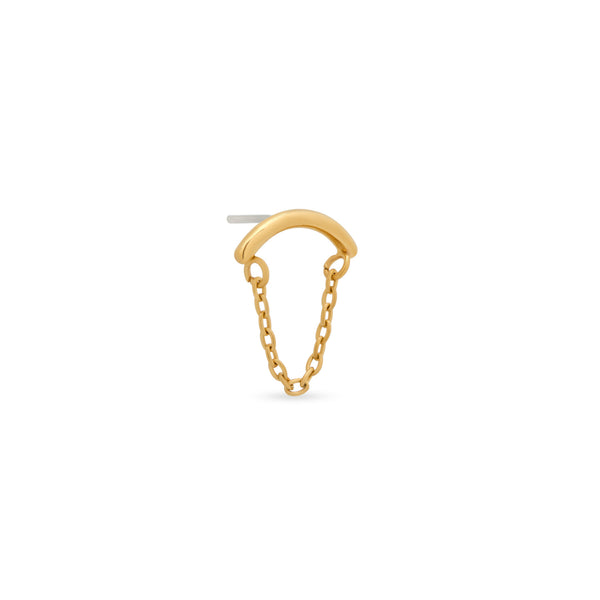 Trident 24kt Gold PVD Titanium Threadless Curved with Chain Attachment