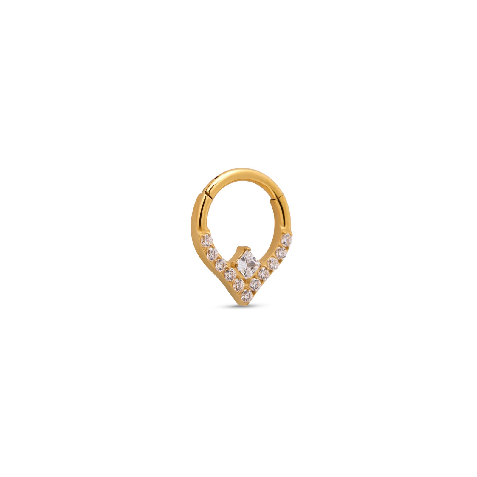 Trident 24kt Gold PVD Titanium Forward Facing Diamond Hinged Ring