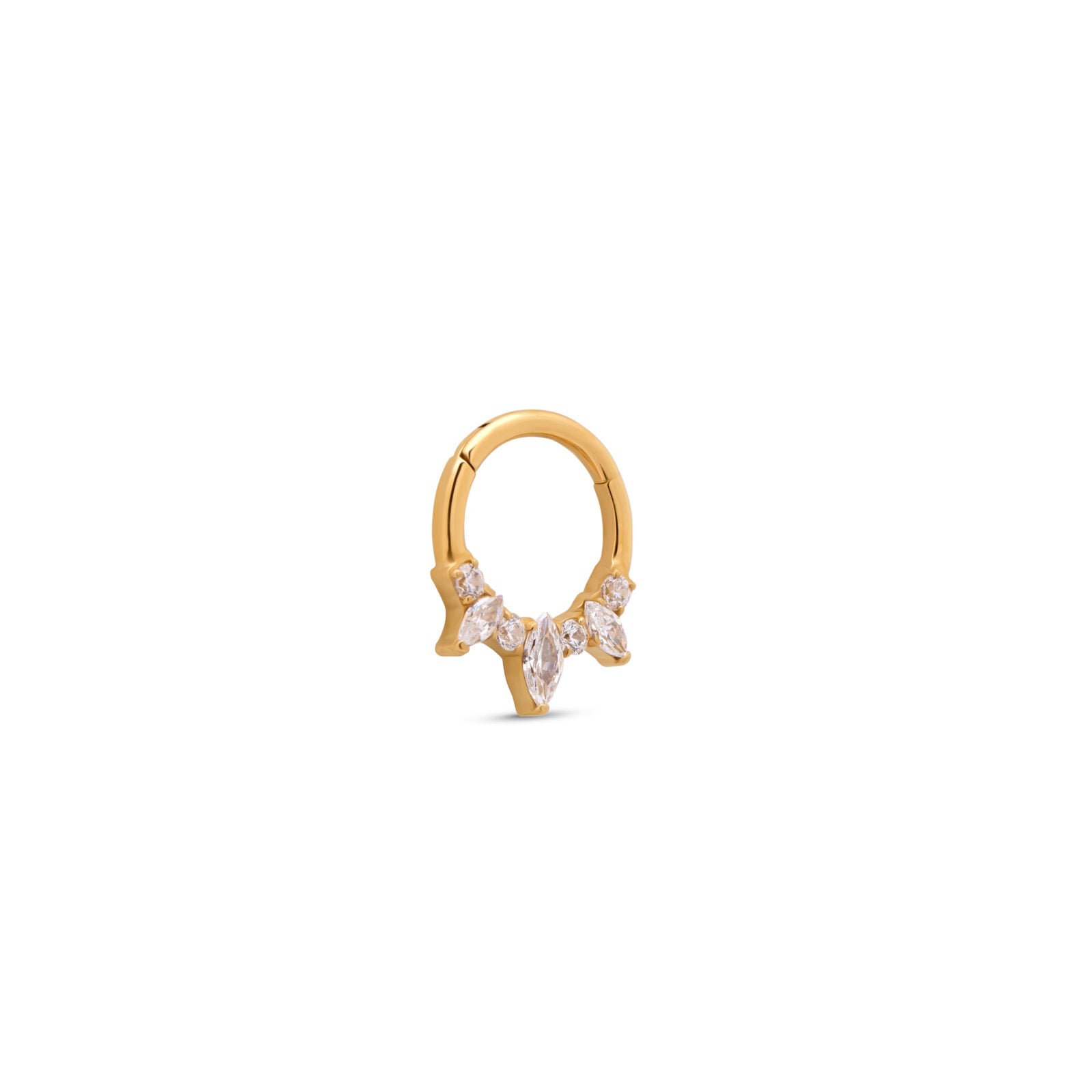 Trident 24kt Gold PVD Titanium 3 Marquise Hinged Ring