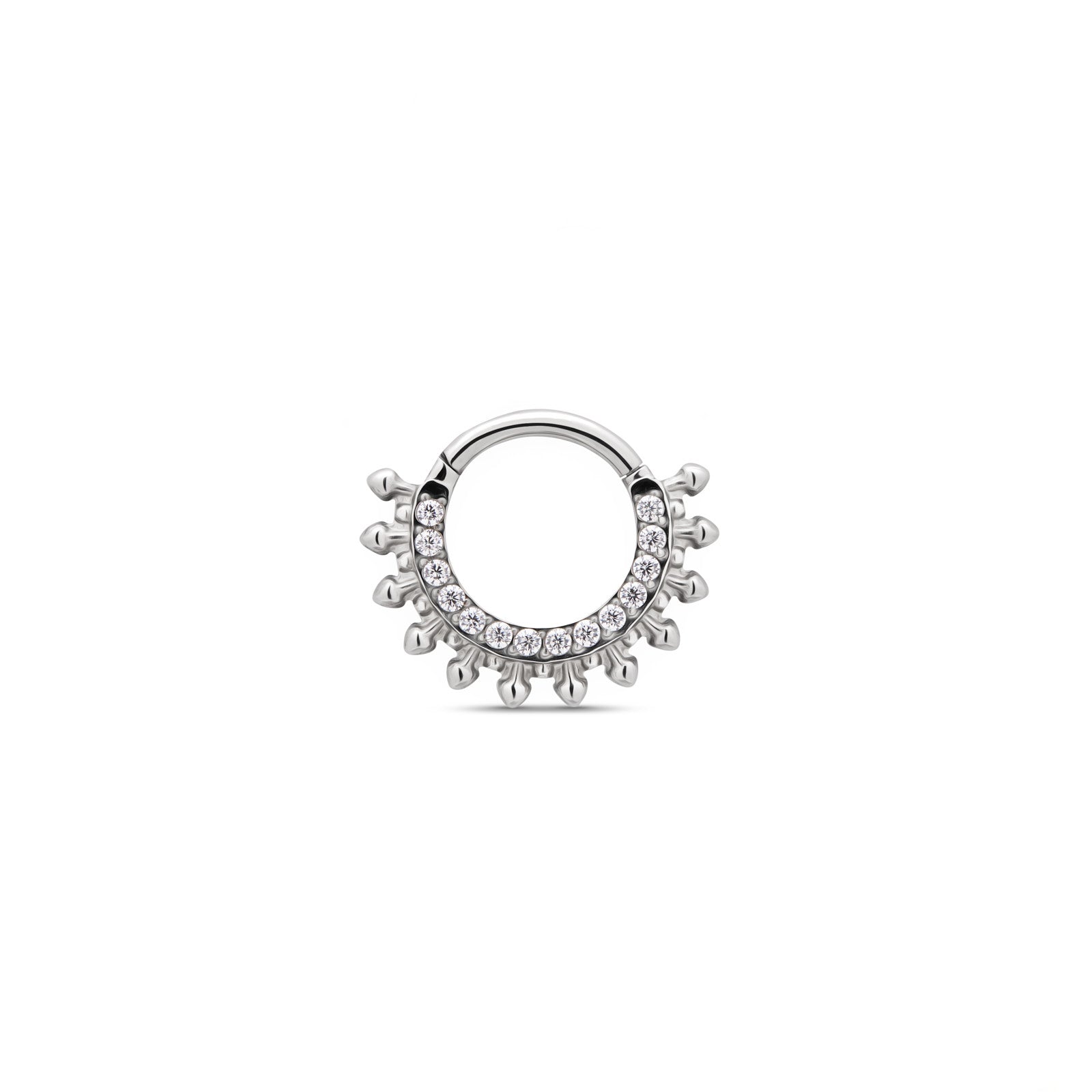 Trident Jeweled Thick Spike Hinged Ring