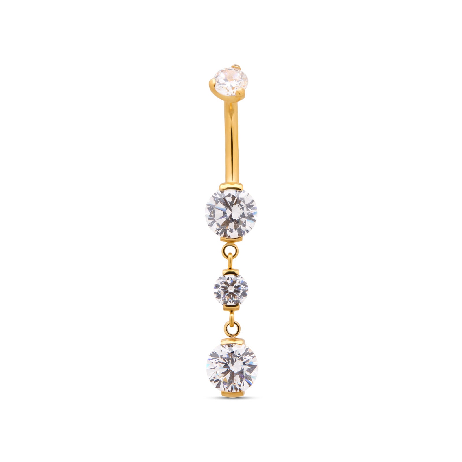 Trident 24kt Gold PVD Titanium Internally Threaded 2 Drop Navel