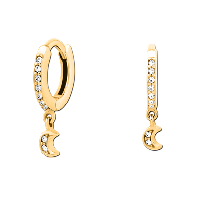 Gold PVD Earring Clicker Moon Dangle Jewel 1.0mm x 8mm