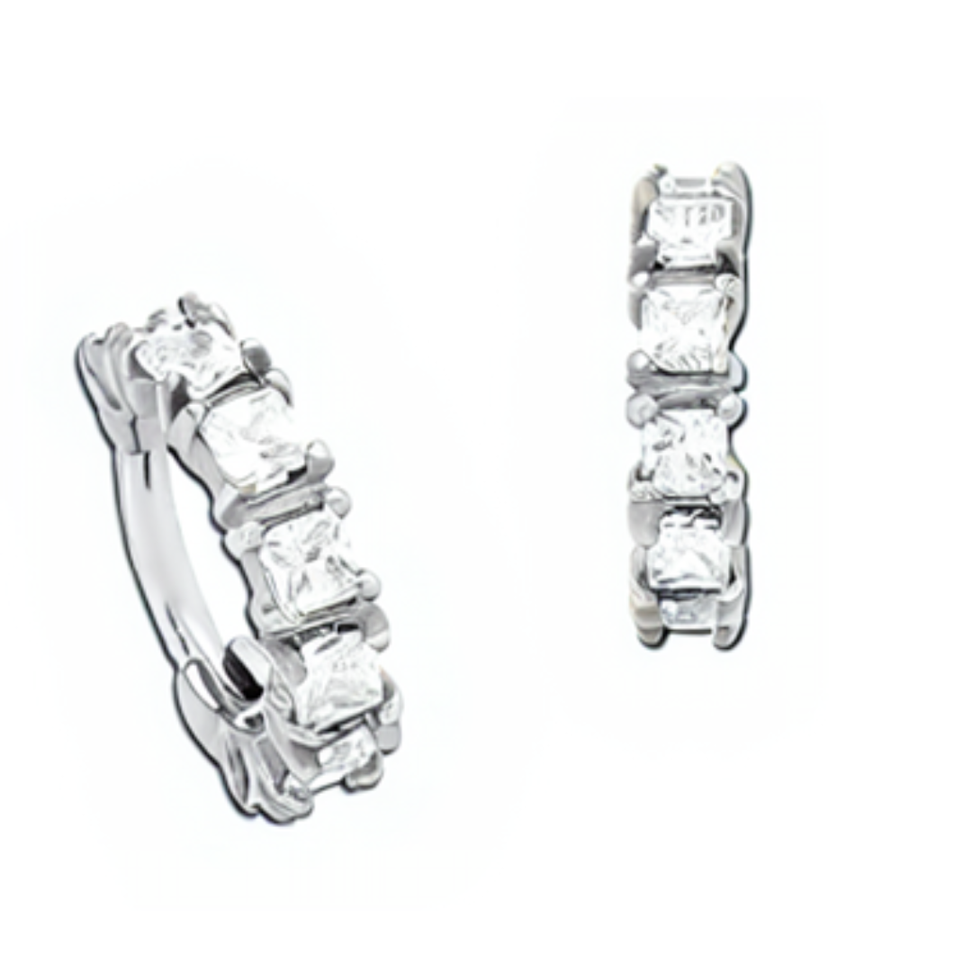 Surgical Steel Hinged Jewelled Cuff 1.2mm x 8mm