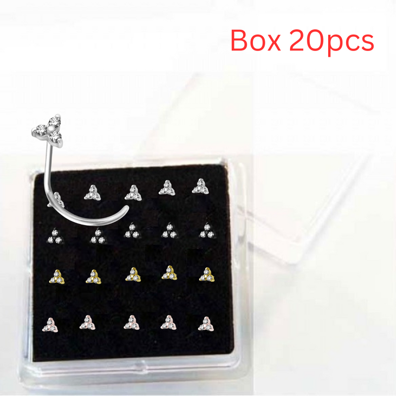 Clawed Triple Flower Nose Stud - Box 20