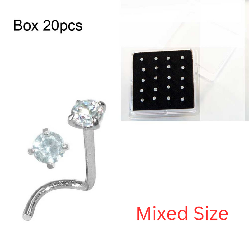 Nostril Jewelled Claw Mixed Size - Box 20