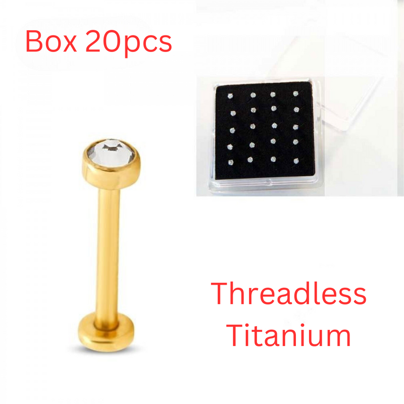 Trident Gold PVD Titanium Threadless Nose Labret - Box 20