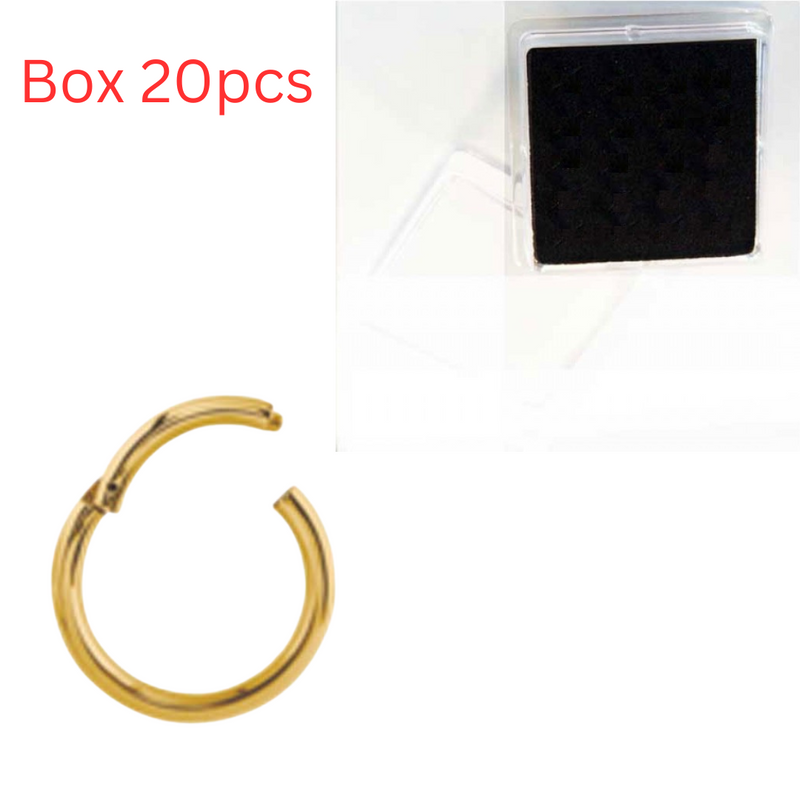 Gold PVD Hinged Segment Nose Ring Mixed Size - Box 20