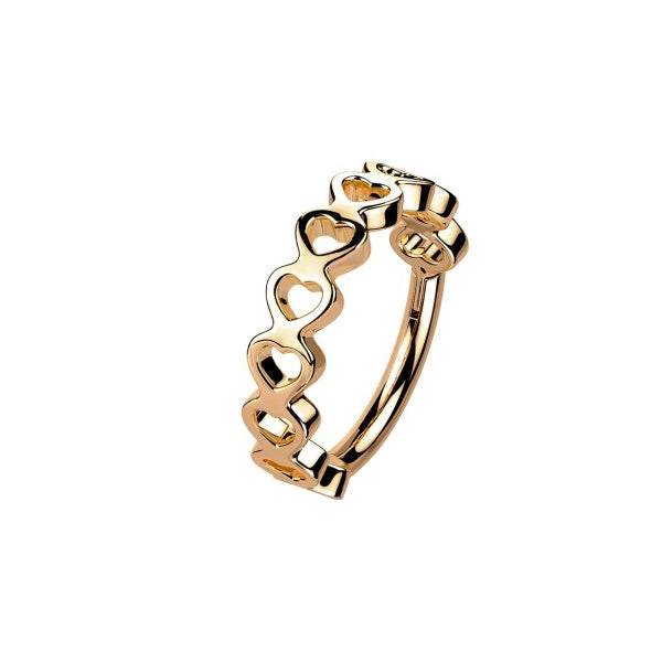 Gold PVD Hinge Cuff with Hearts 1.2mm x 8mm