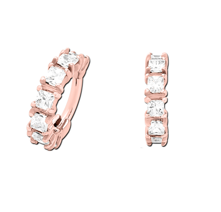 Rose Gold PVD Hinged Jeweled Cuff 1.2mm x 8mm
