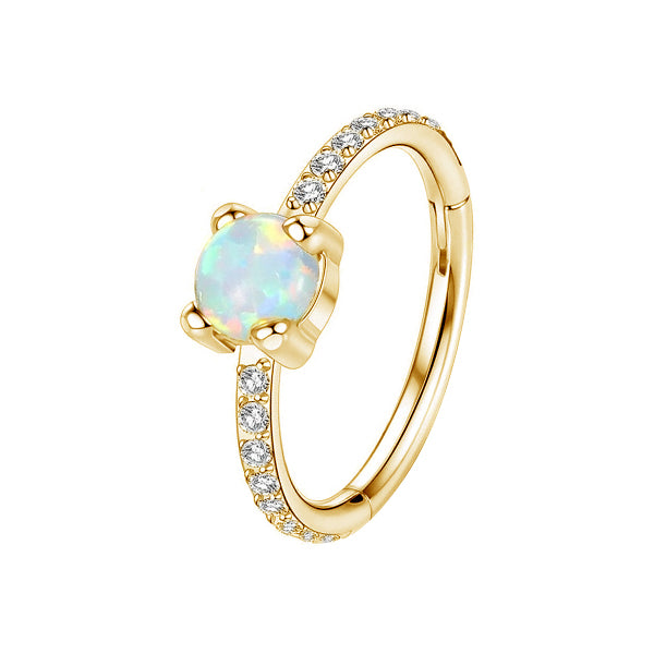 Gold PVD Hinge Opal w Paved Gems 1.2mm x 8mm