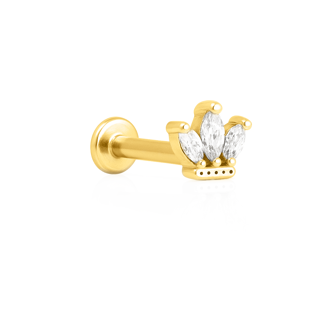 Gold PVD Tragus 3 Stone Crown