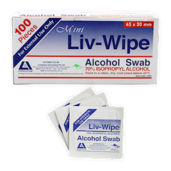 Liv-Wipe Mini Alcohol Swabs - 100 Pieces/Box
